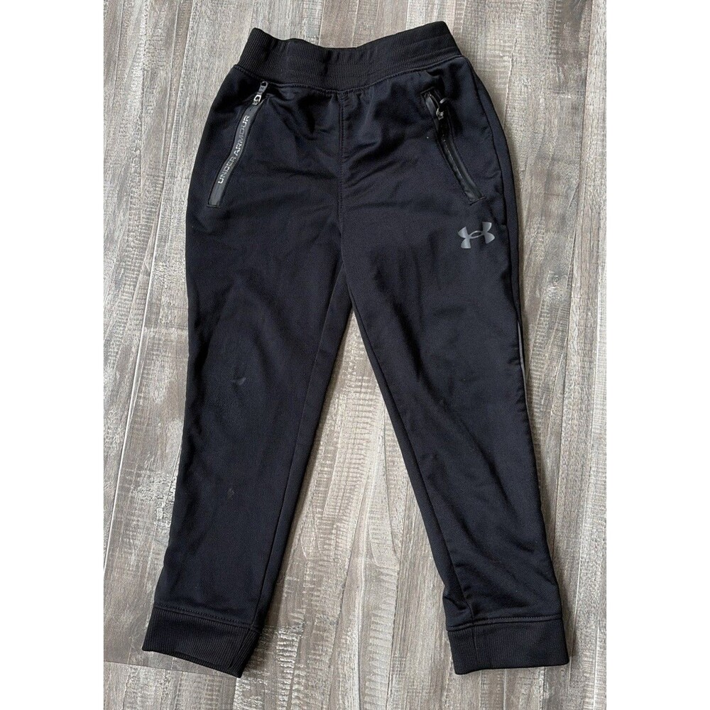 Under Armour Boys Sweatpants 4 Black Joggers Elastic Waist